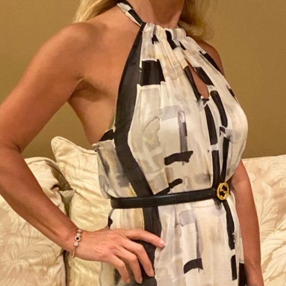 Alice and Olivia Silk halter dress with a side slit size small but stretchy - Picture 7 of 12